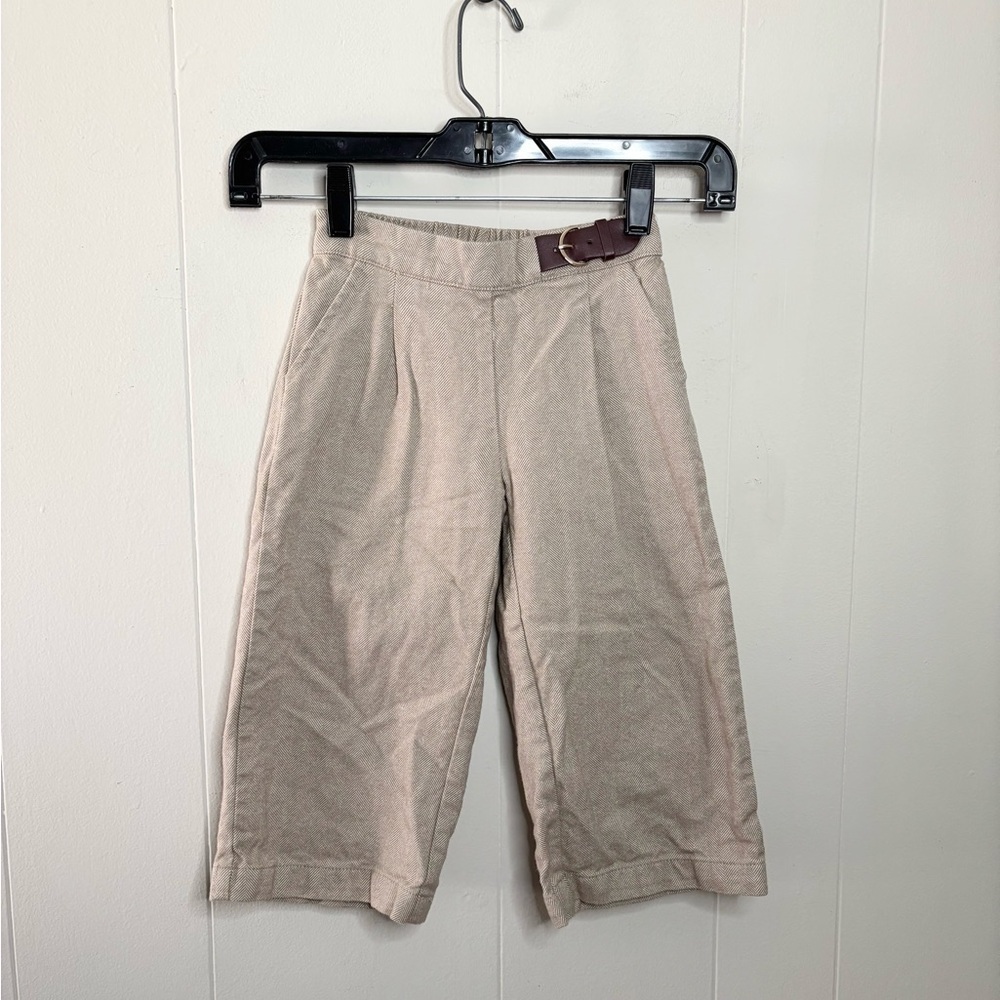 Hope & Henry tan brown equestrian organic cotton wide leg pants size 5 girls